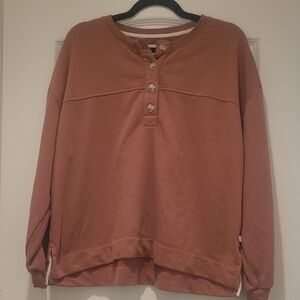 Lou & Grey Women's Buttoned Crewneck Sweater - Rust